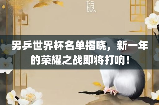 男乒世界杯名单揭晓，新一年的荣耀之战即将打响！