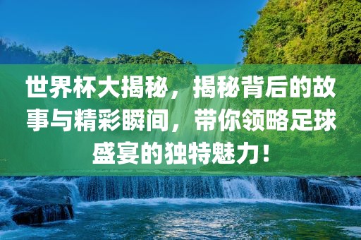 世界杯大揭秘，揭秘背后的故事与精彩瞬间，带你领略足球盛宴的独特魅力！丹东日丰电子有限公司