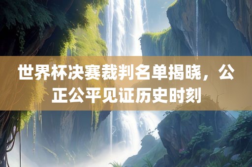 世界杯决赛裁判名单揭晓，公正公平见证历史时刻