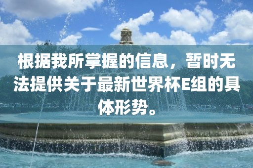 根据我所掌握的信息，暂时无法提供关于最新世界杯E组的具体形势。