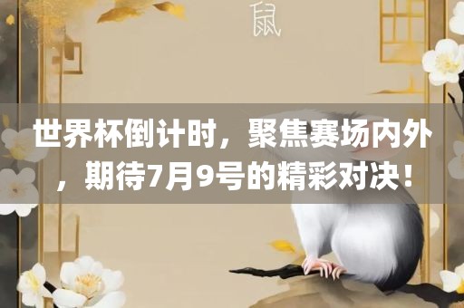 世界杯倒计时，聚焦赛场内外，期待7月9号的精彩对决！