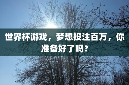 世界杯游戏，梦想投注百万，你准备好了吗？