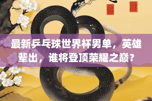 最新乒乓球世界杯男单，英雄辈出，谁将登顶荣耀之巅？