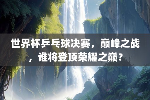 世界杯乒乓球决赛，巅峰之战，谁将登顶荣耀之巅？丹东日丰电子有限公司
