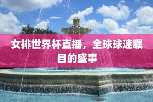 女排世界杯直播，全球球迷瞩目的盛事丹东日丰电子有限公司
