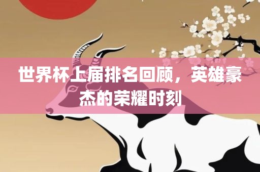 世界杯上届排名回顾，英雄豪杰的荣耀时刻