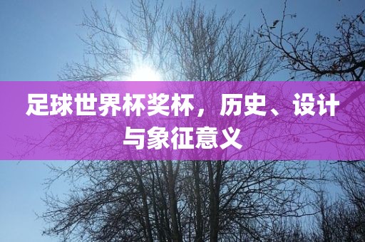 足球世界杯奖杯，历史、设计与象征意义丹东日丰电子有限公司