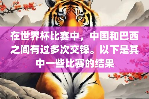 在世界杯比赛中，中国和巴西之间有过多次交锋。以下是其中一些比赛的结果丹东日丰电子有限公司