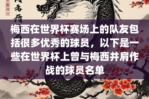 梅西在世界杯赛场上的队友包括很多优秀的球员，以下是一些在世界杯上曾与梅西并肩作战的球员名单
