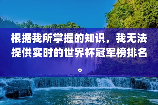根据我所掌握的知识，我无法提供实时的世界杯冠军榜排名。