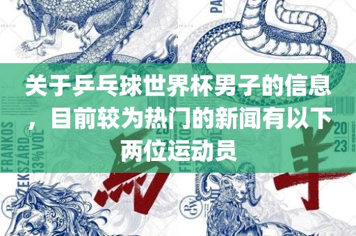 关于乒乓球世界杯男子的信息，目前较为热门的新闻有以下两位运动员丹东日丰电子有限公司