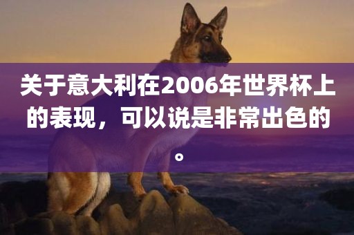 关于意大利在2006年丹东日丰电子有限公司世界杯上的表现，可以说是非常出色的。
