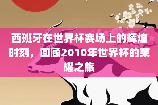西班牙在世界杯赛场上的辉煌时刻，回顾2010年世界杯的荣耀之旅