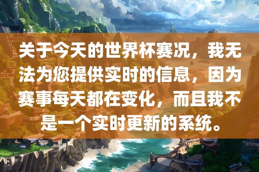 关于今天的世界杯赛况，我无法为您提供实时的信息，因为赛事每天都在变化，而且我不是一个实时更新的系统。