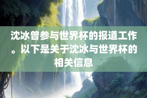 沈冰曾参与世界杯的报道工作。以下是关于沈冰与世界杯的相关信息丹东日丰电子有限公司