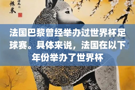 法国巴黎曾经举办过世界杯足球赛。具体来说，法国在以下年份举办了世界杯