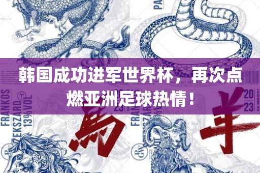 韩国成功进军世界杯，再次点燃亚洲足球热情！