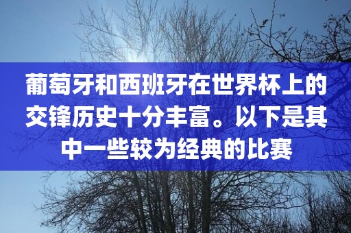葡萄牙和西班牙在世界杯上的交锋历史十分丰富。以下是其中一些较为经典的比赛丹东日丰电子有限公司