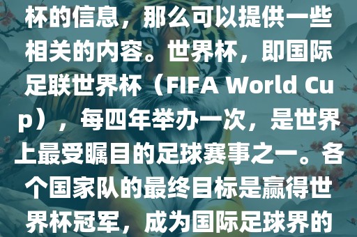 如果您是在询问关于夺得世界杯的信息，那么可以提供一些相关的内容。世界杯，即国际足联世界杯（FIFA World Cup），每四年举办一次，是世界上最受瞩目的足球赛事之一。各个国家队的最终目标是赢得世界杯冠军，成为国际足球界的佼佼者。丹东日丰电子有限公司