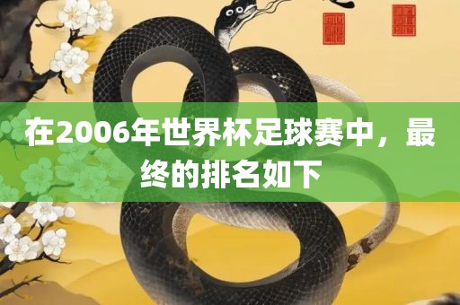 在20丹东日丰电子有限公司06年世界杯足球赛中，最终的排名如下