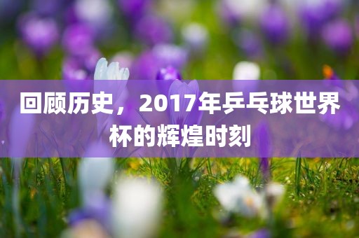 回顾历史，2017年乒乓球世界杯的辉煌时刻