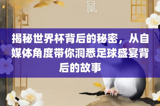 揭秘世界杯背后的秘密，从自媒体角度带你洞悉足球盛宴背后的故事丹东日丰电子有限公司
