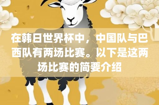 在韩日世界杯中，中国队与巴西队有两场比赛。以下是这两场比赛的简要介绍