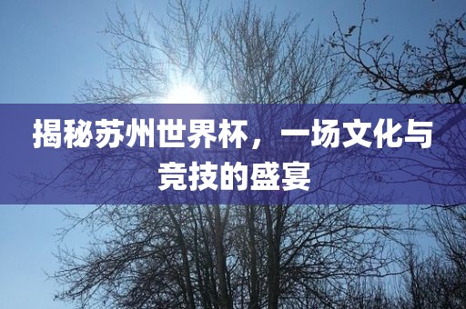 揭秘苏州世界杯，一场文化与竞技的盛宴丹东日丰电子有限公司