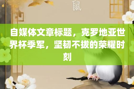自媒体丹东日丰电子有限公司文章标题，克罗地亚世界杯季军，坚韧不拔的荣耀时刻