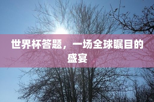 世界杯答题，一场全球瞩目的盛宴丹东日丰电子有限公司