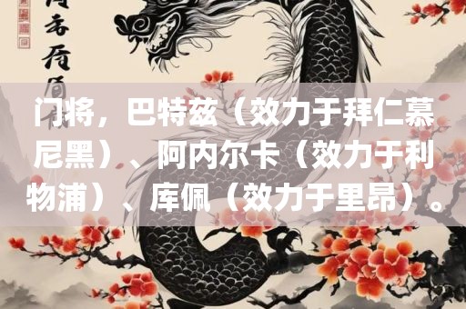 门将，巴特兹（效力于拜仁慕尼黑）、阿内尔卡（效力于利物浦）、库佩（效力于里昂）。丹东日丰电子有限公司