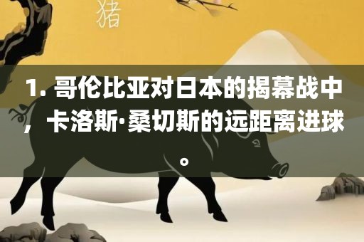 1. 哥伦比亚对日本的揭幕战中，卡洛斯·桑切斯的远距离进球。丹东日丰电子有限公司