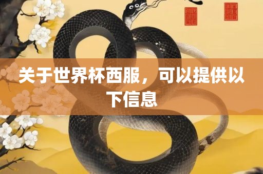 关于世界杯西服，可以提供以下信息