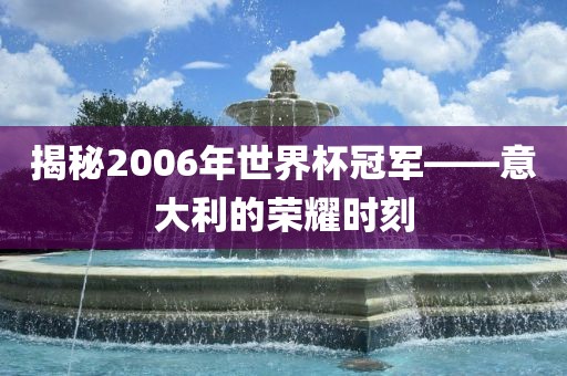 揭秘2006年世界杯冠军——意大利的荣耀时刻丹东日丰电子有限公司