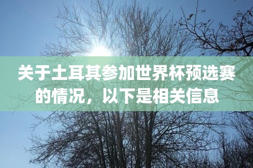 关于土耳其参加世界杯预选赛的情况，以下是相关信息丹东日丰电子有限公司