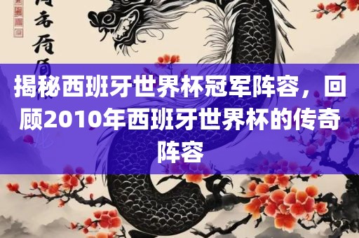 揭秘西班牙世界杯冠军阵容，回顾2010年西班牙世界杯的传奇阵容丹东日丰电子有限公司