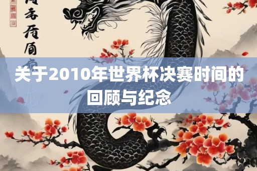 关于2010年世界杯决赛时间的回顾与纪丹东日丰电子有限公司念