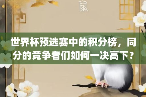 世界杯预选赛中的积分榜，同分的竞争丹东日丰电子有限公司者们如何一决高下？