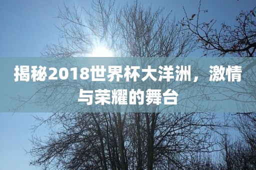 揭秘2018世界杯大洋洲，激情与荣耀的舞台丹东日丰电子有限公司