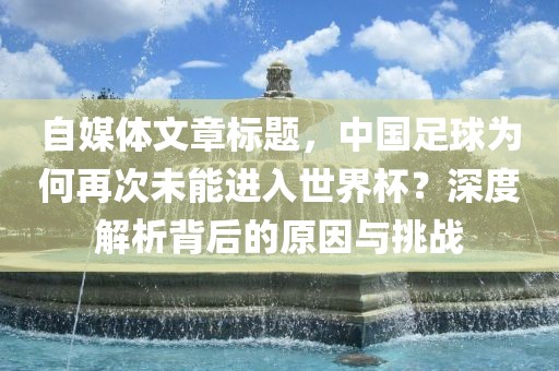 自媒体文章标题，中国足球为何再次未能进入世界杯？深度解析背后的原因与挑战丹东日丰电子有限公司