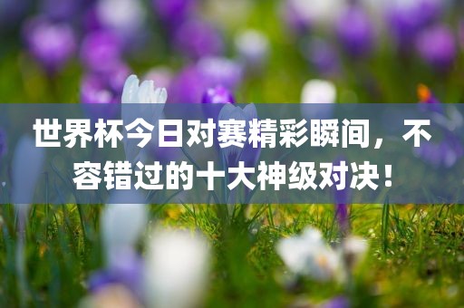 世界杯今日对赛精彩瞬间，不容错过的十大神级对决！丹东日丰电子有限公司