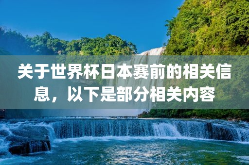 关于世界杯日本赛前的相关信息，以下是部分相关内容丹东日丰电子有限公司