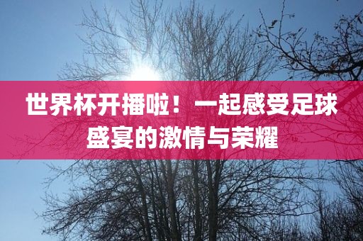 世界杯开播啦！一起感受足球盛宴的激情与荣耀